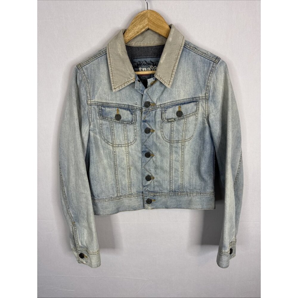 TNA Denim Jacket Women’s Small Button Front Trucker Style Blanket Lined